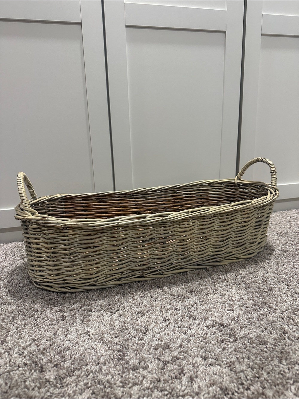 Woven Long Serving Basket in Natural Taupe - Home Accents
